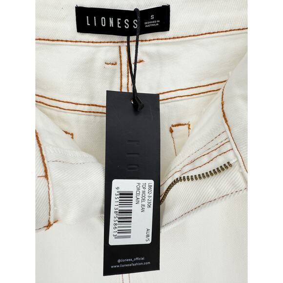 Lioness Top Model Straight Wide Leg Baggy Jeans Cream Off White Size Small US 4 - Picture 6 of 10